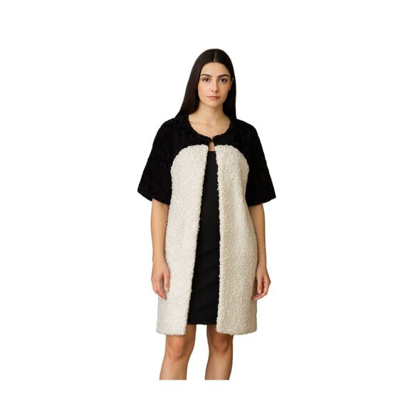 V. By Paris Valtadoros size M faux lamb fur coat. - Picture 1 of 10
